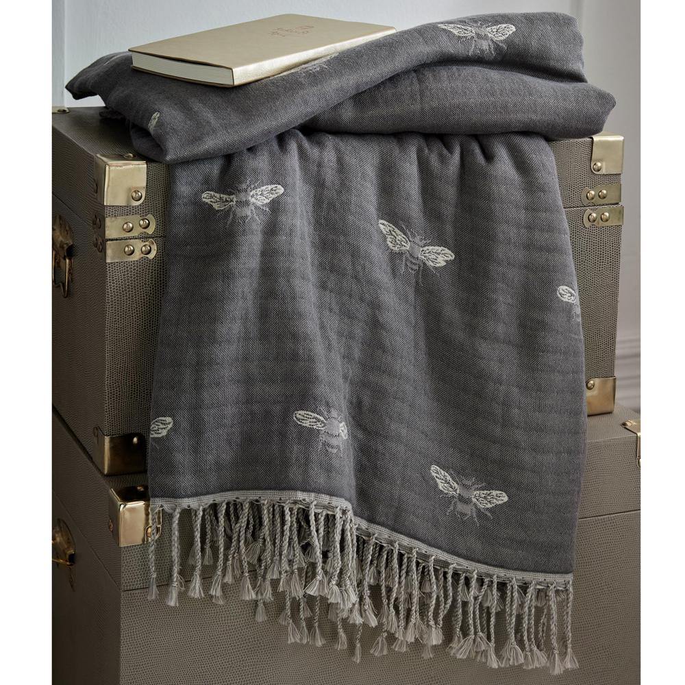 Sophie Allport Bees Granite Throw 150 x 200cm