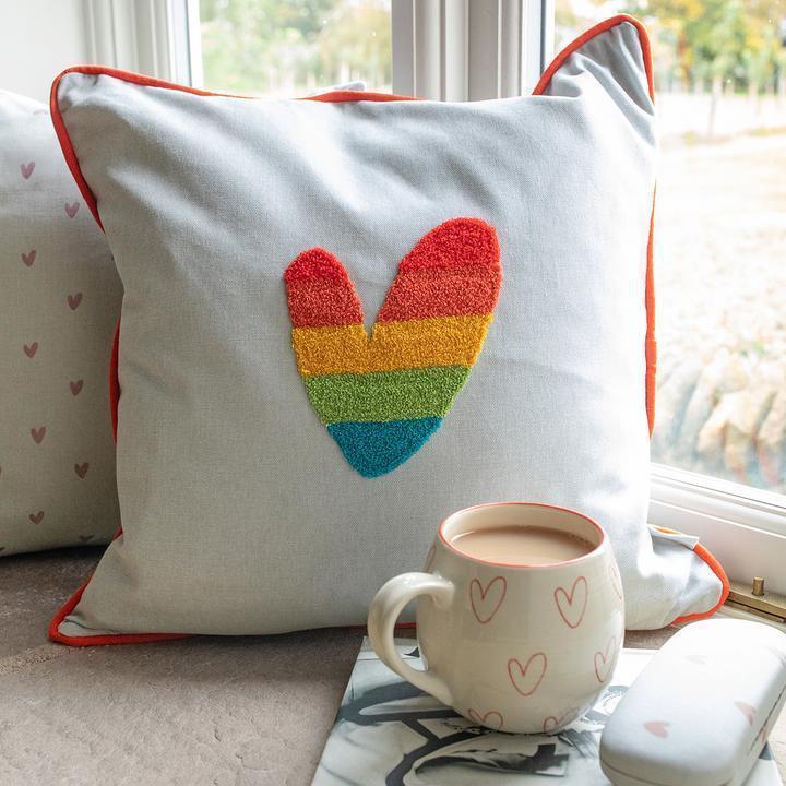 Sophie Allport Hearts Multi Embroidered Cushion - Williamsons Factory Shop