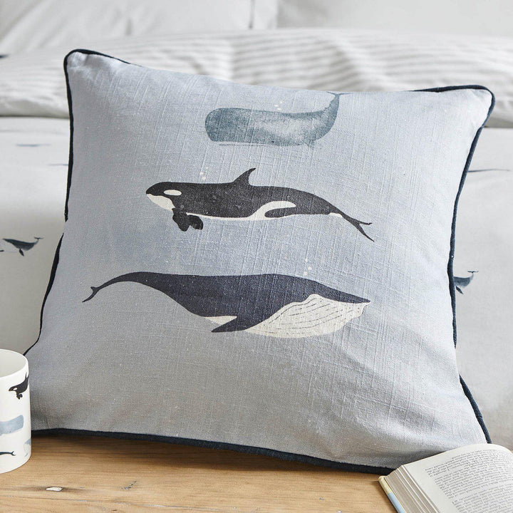 Sophie Allport Whales Cushion - Ocean - Williamsons Factory Shop