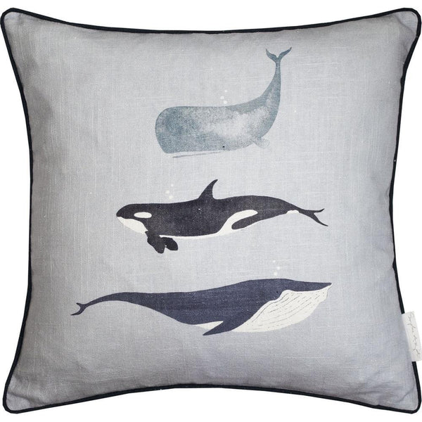 Sophie Allport Whales Cushion - Ocean - Williamsons Factory Shop