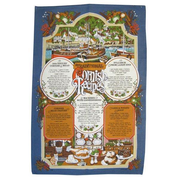 Traditional Cornish Recipes Souvenir Tea Towel - Williamsons Factory Shop