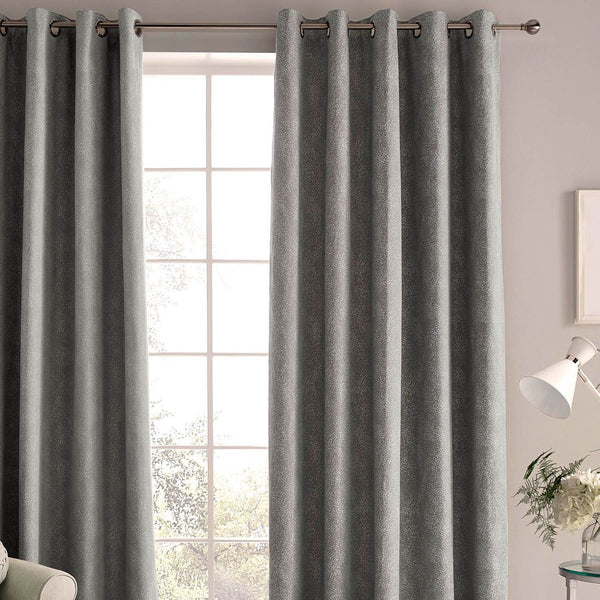Laura Ashley Alnwick Eyelet Curtains - Steel - Williamsons Factory Shop