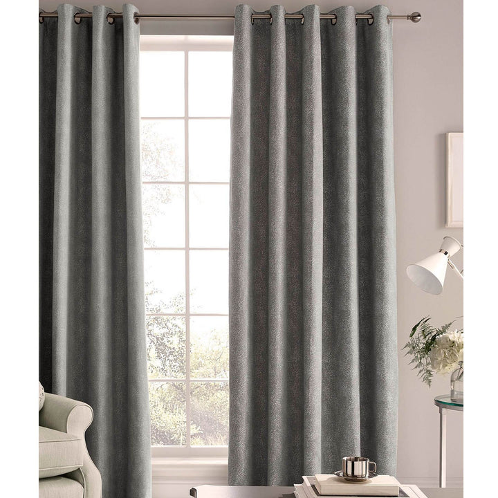 Laura Ashley Alnwick Eyelet Curtains - Steel - Williamsons Factory Shop