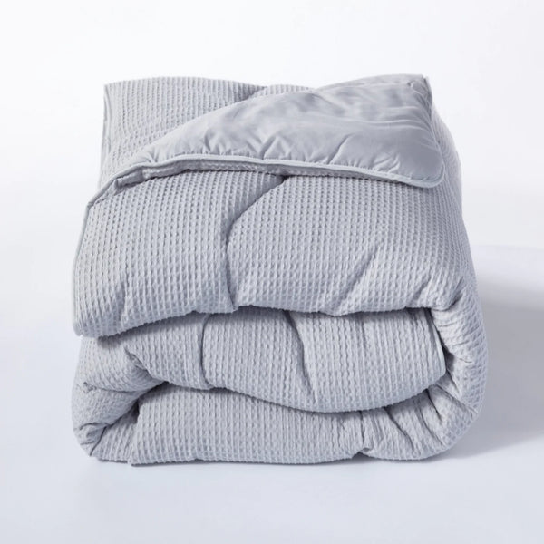 Night Owl Cotton Waffle Coverless Duvet - Grey - Williamsons Factory Shop
