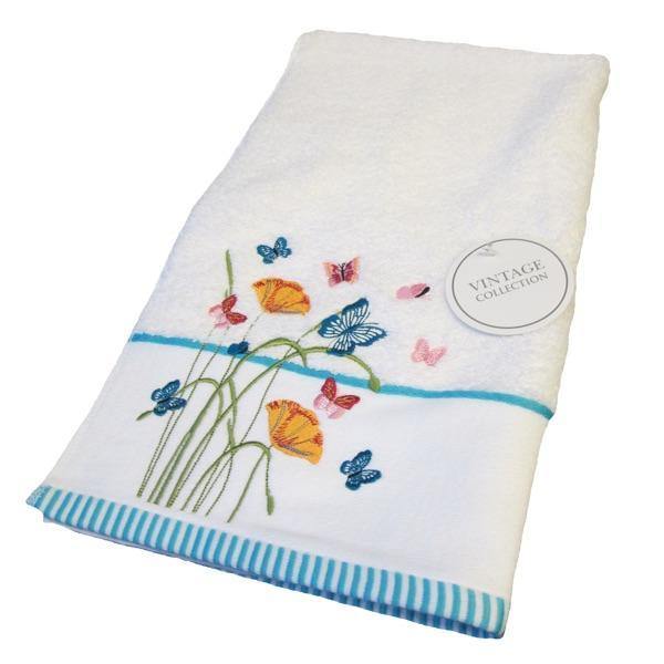 Vintage Butterfly White Towels-Williamsons Factory Shop