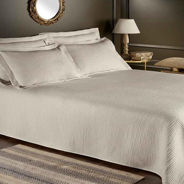 Waffle Woven Bedspread - Cream - Williamsons Factory Shop