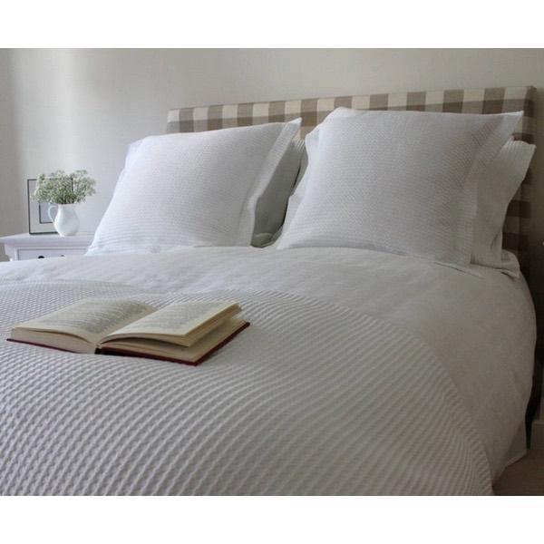 Waffle Woven Bedspread - White - Williamsons Factory Shop