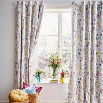 Laura Ashley Wild Meadow Blackout Eyelet Curtains - Multi - Williamsons Home