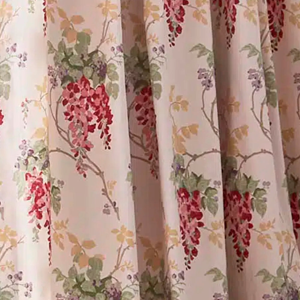 Laura Ashley Wisteria Pencil Pleat Curtains - Cranberry