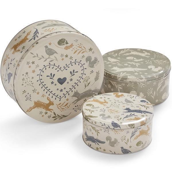 Woodland Set of 3 Printed Cake Tins - Williamsons Factory Shop