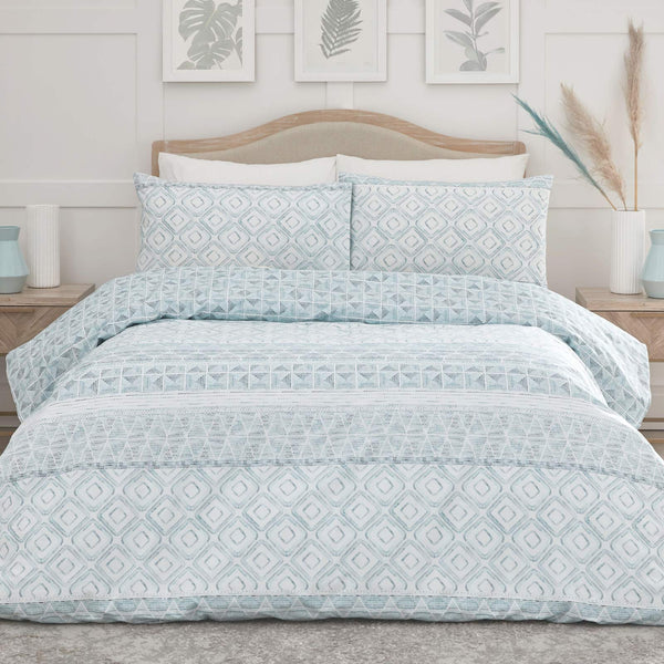 Aden Stripe Duvet Cover Set - Teal - Williamsons Factory Shop