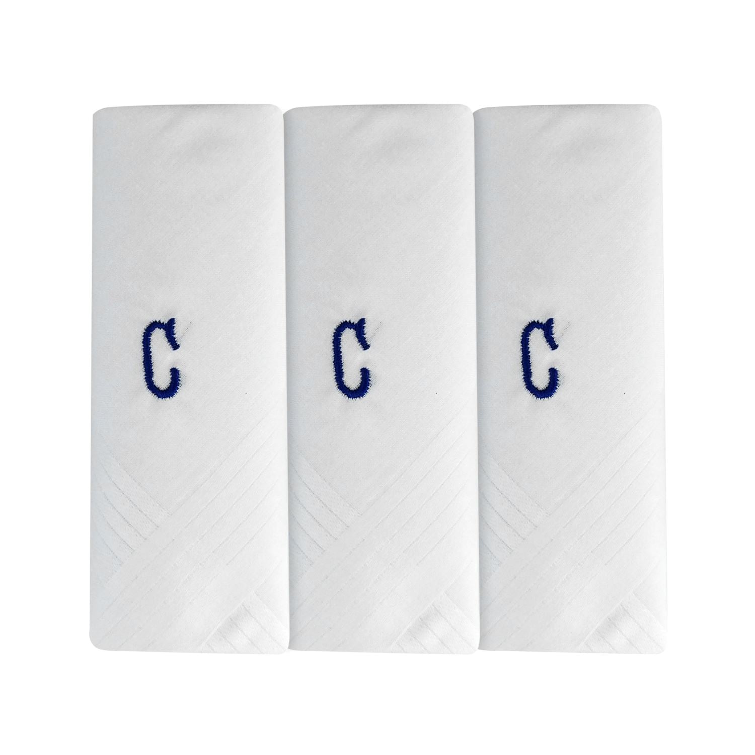 Mens 3 Pack Embroidered Initials Cotton Handkerchiefs