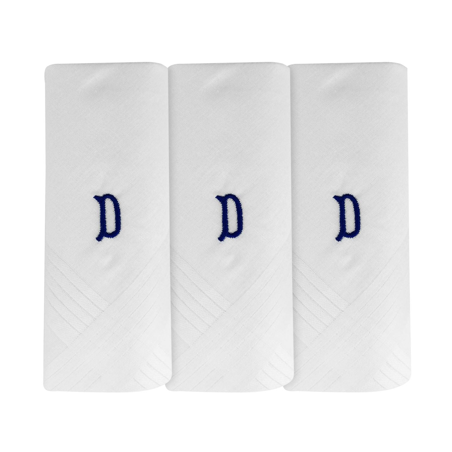 Mens 3 Pack Embroidered Initials Cotton Handkerchiefs