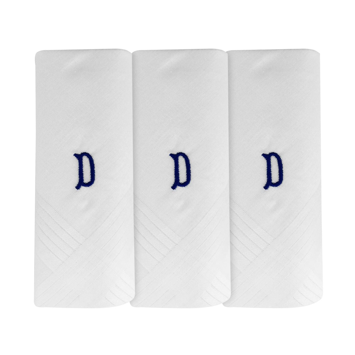 Mens 3 Pack Embroidered Initials Cotton Handkerchiefs