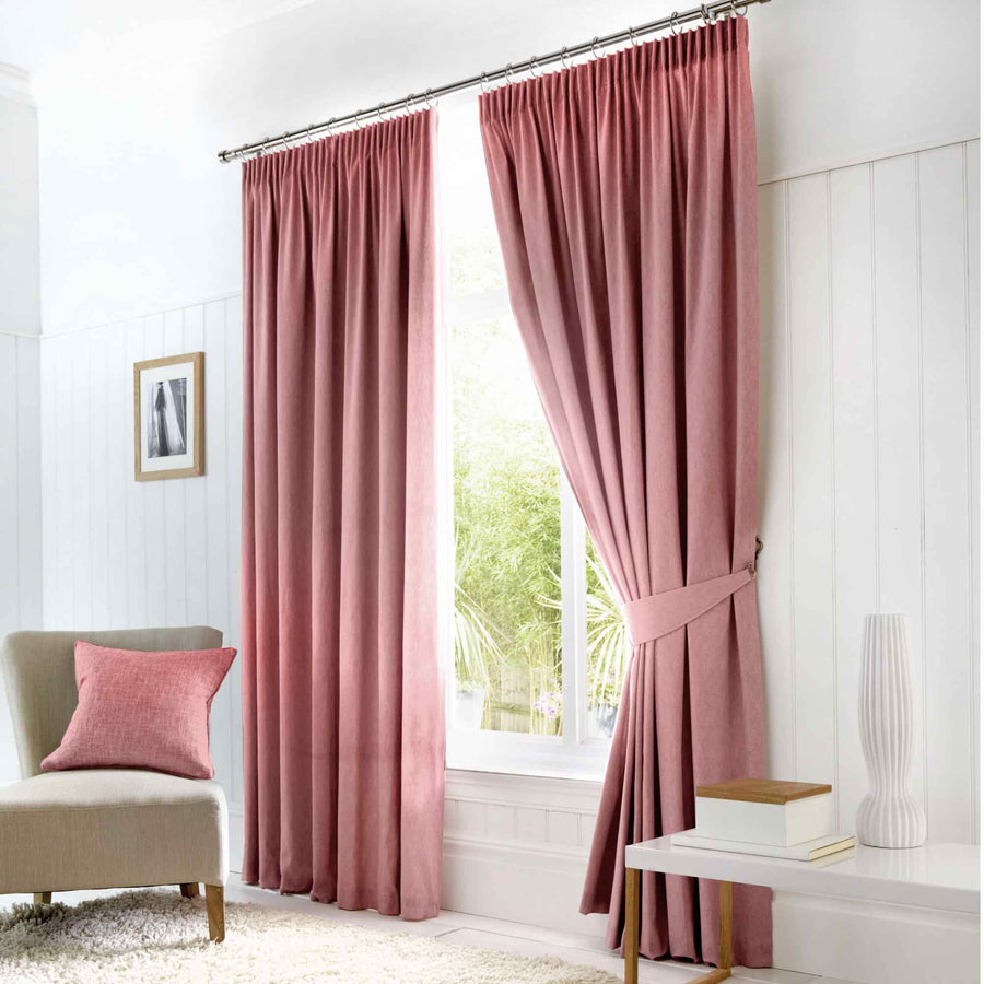 Dijon Blackout Thermal Pencil Pleat Curtains - Blush - Williamsons Factory Shop