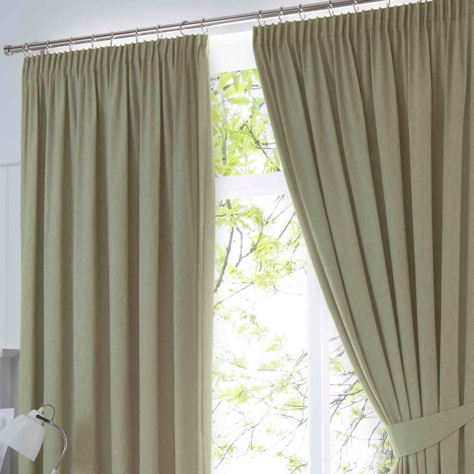 Dijon Blackout Thermal Pencil Pleat Curtains - Green - Williamsons Factory Shop
