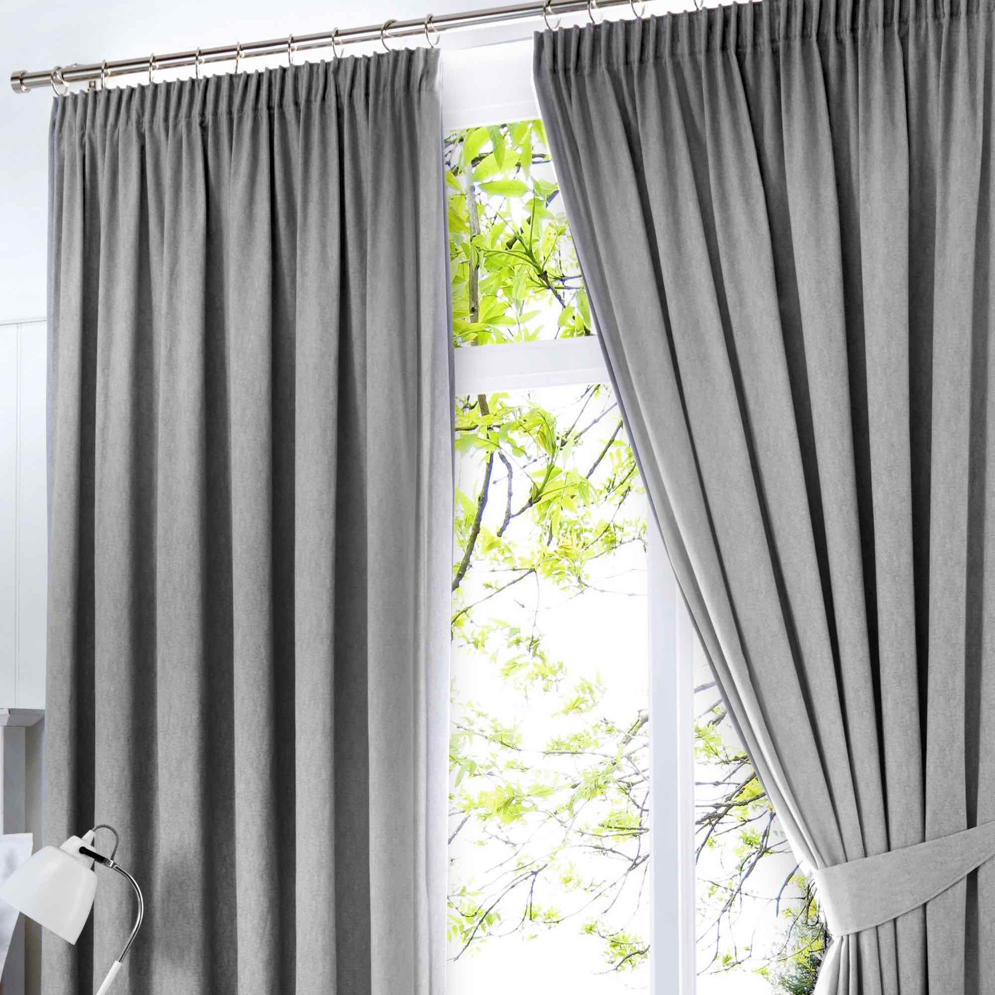 Dijon Blackout Thermal Pencil Pleat Curtains - Silver
