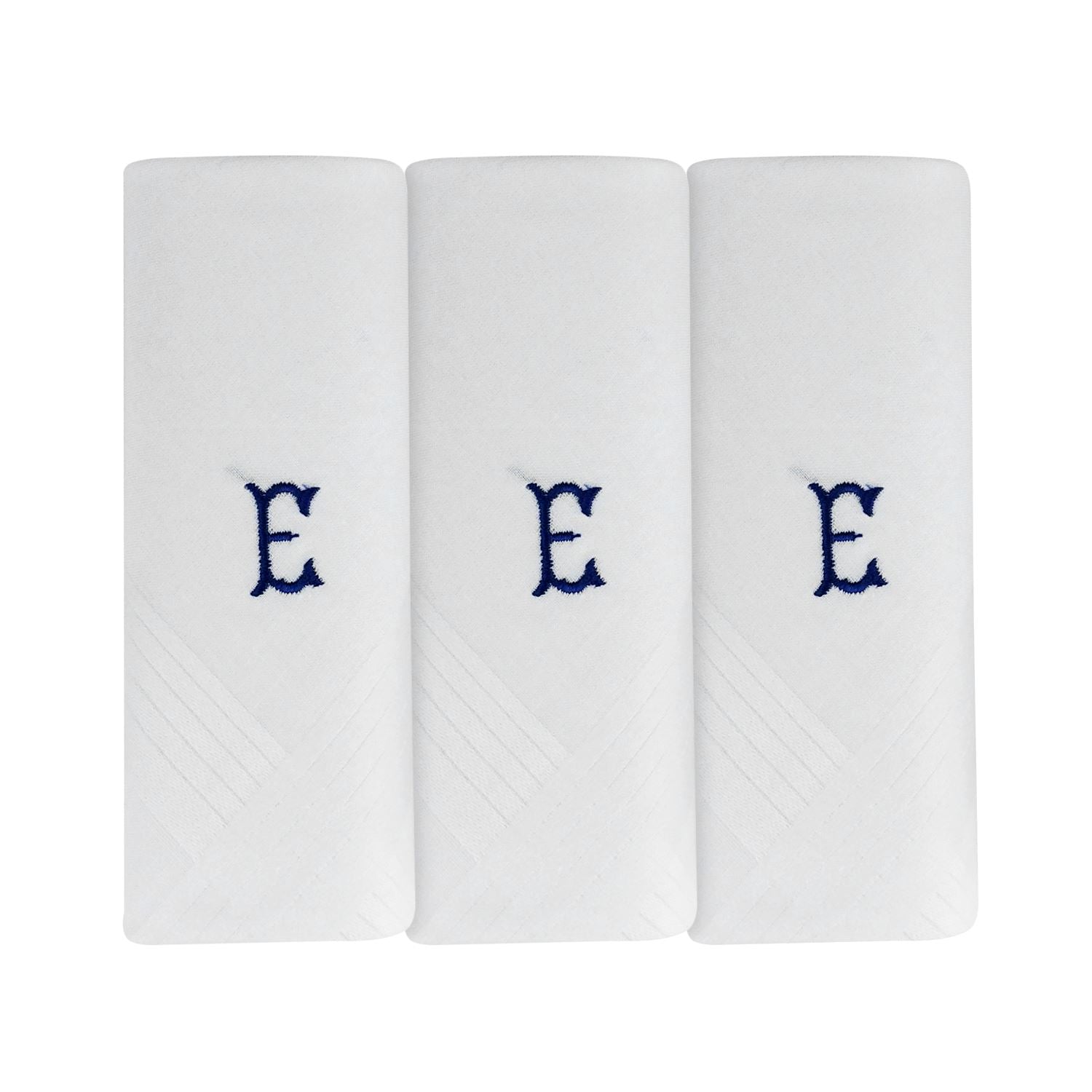 Mens 3 Pack Embroidered Initials Cotton Handkerchiefs