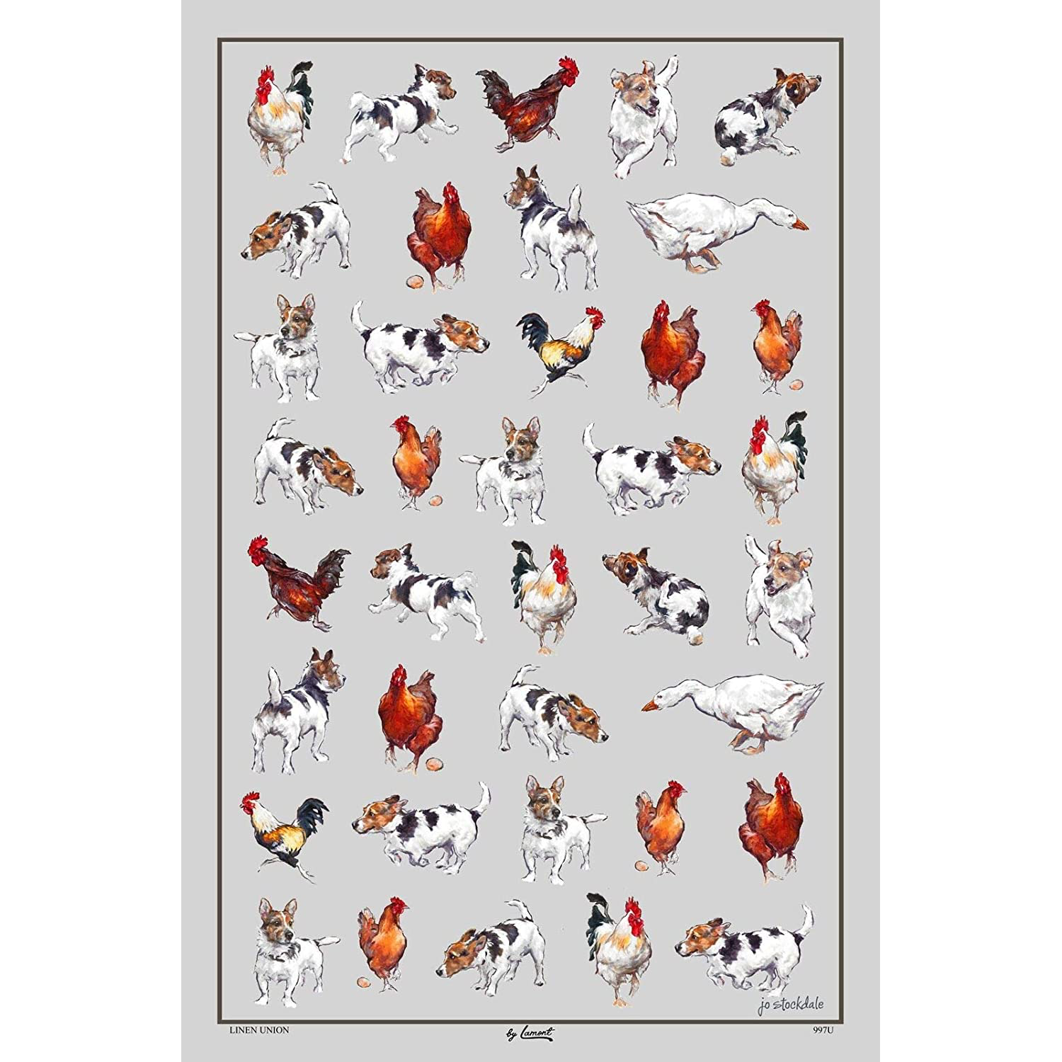 Farmyard Frolics Linen Union Tea Towel
