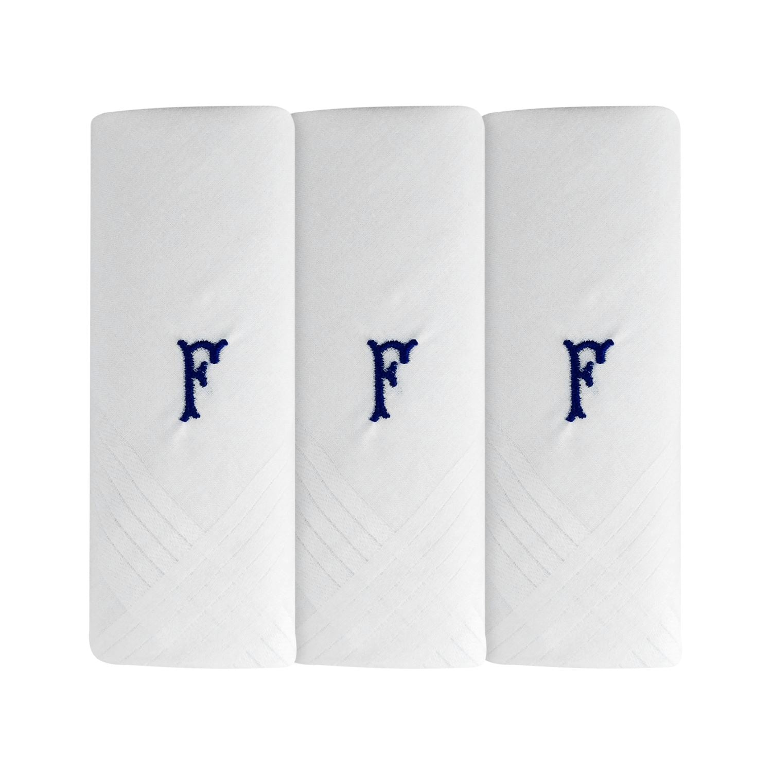 Mens 3 Pack Embroidered Initials Cotton Handkerchiefs