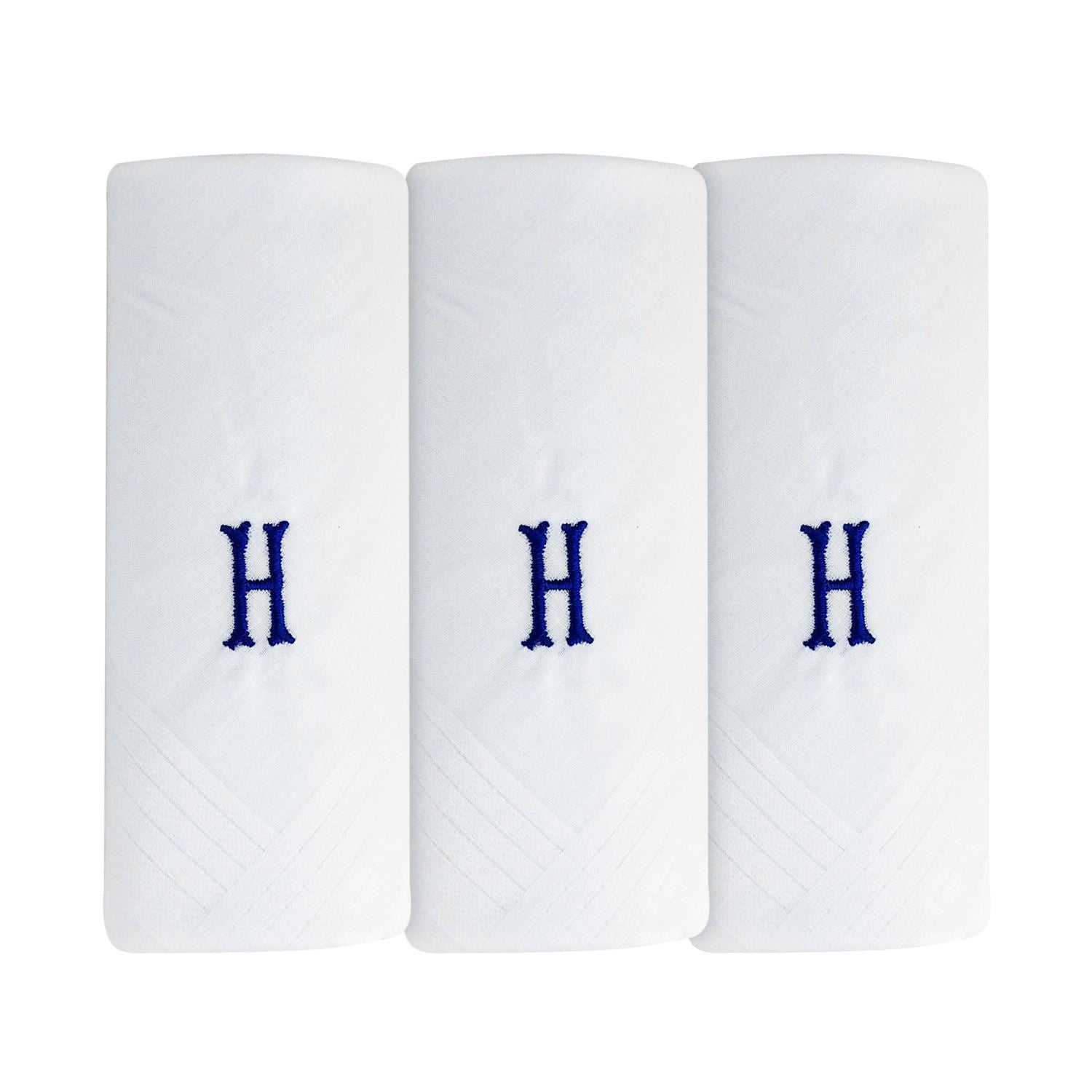 Mens 3 Pack Embroidered Initials Cotton Handkerchiefs
