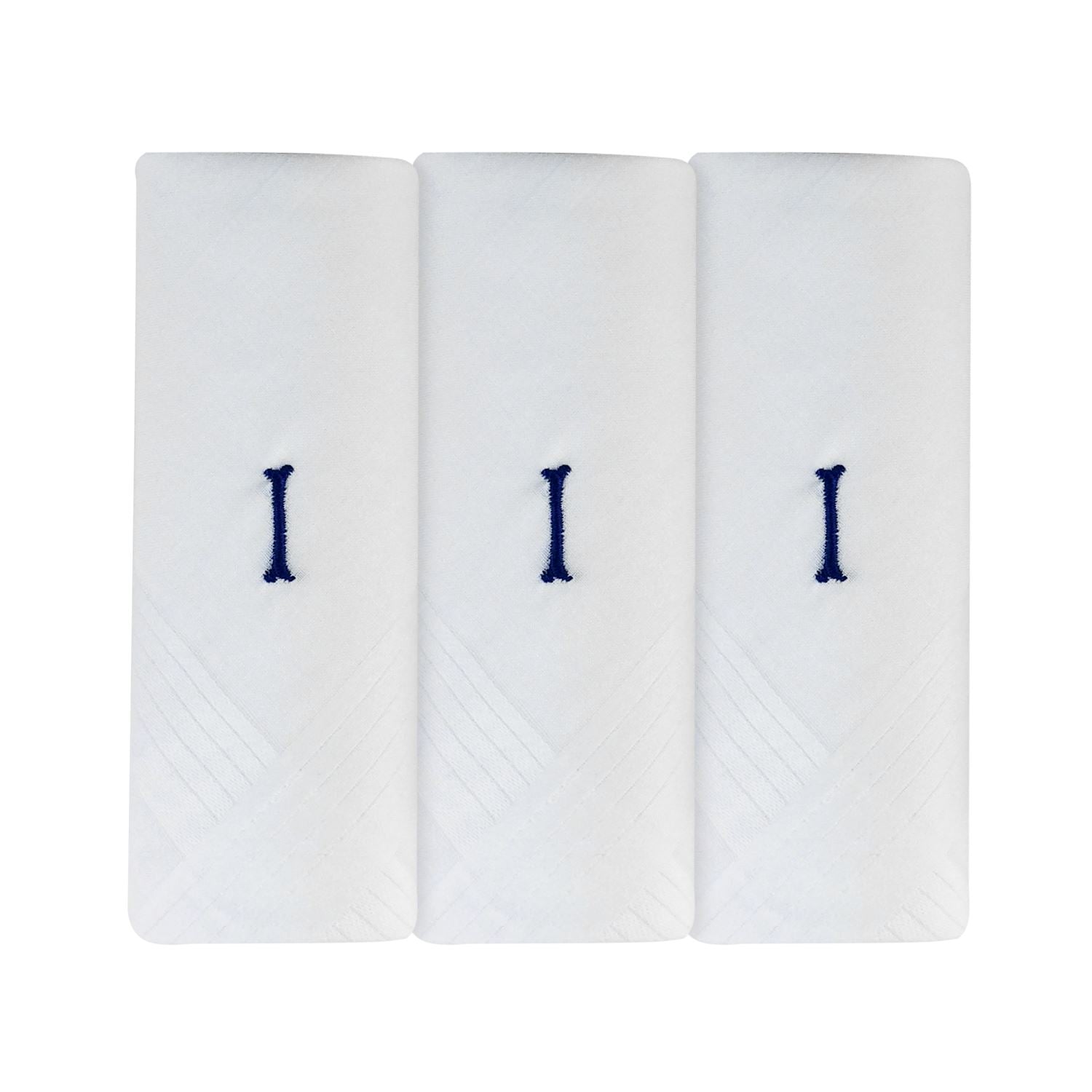 Mens 3 Pack Embroidered Initials Cotton Handkerchiefs