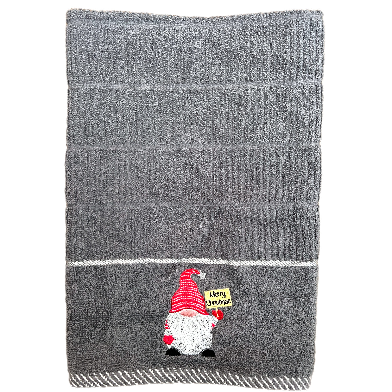 Merry Christmas Gonk Kitchen Towel - Grey