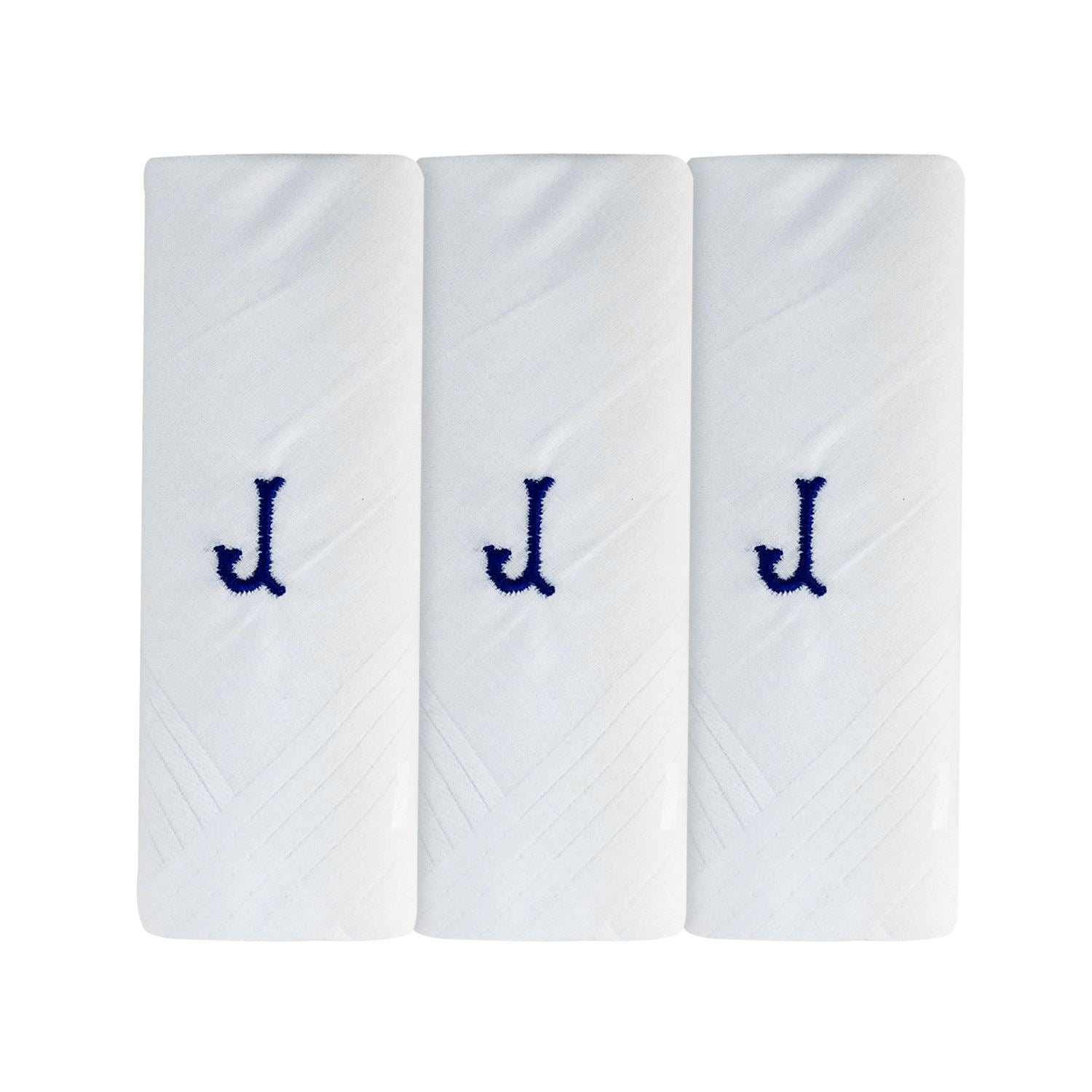 Mens 3 Pack Embroidered Initials Cotton Handkerchiefs