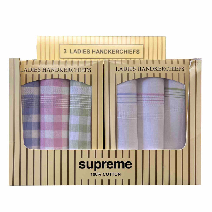 Ladies 3pk Supreme Cotton Handkerchiefs - Williamsons Factory Shop