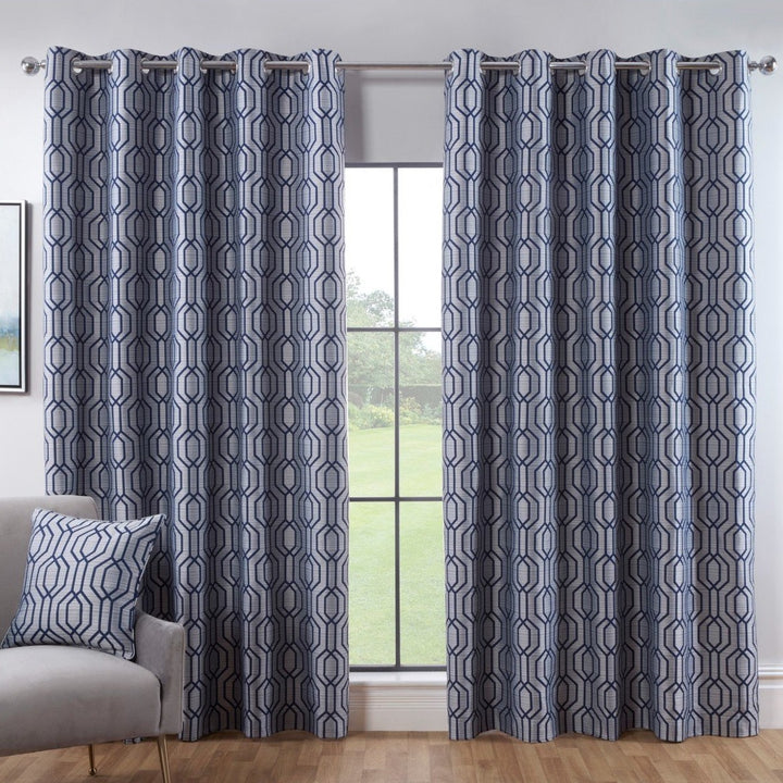 Dakota Blackout Eyelet Curtains - Navy - Williamsons Factory Shop