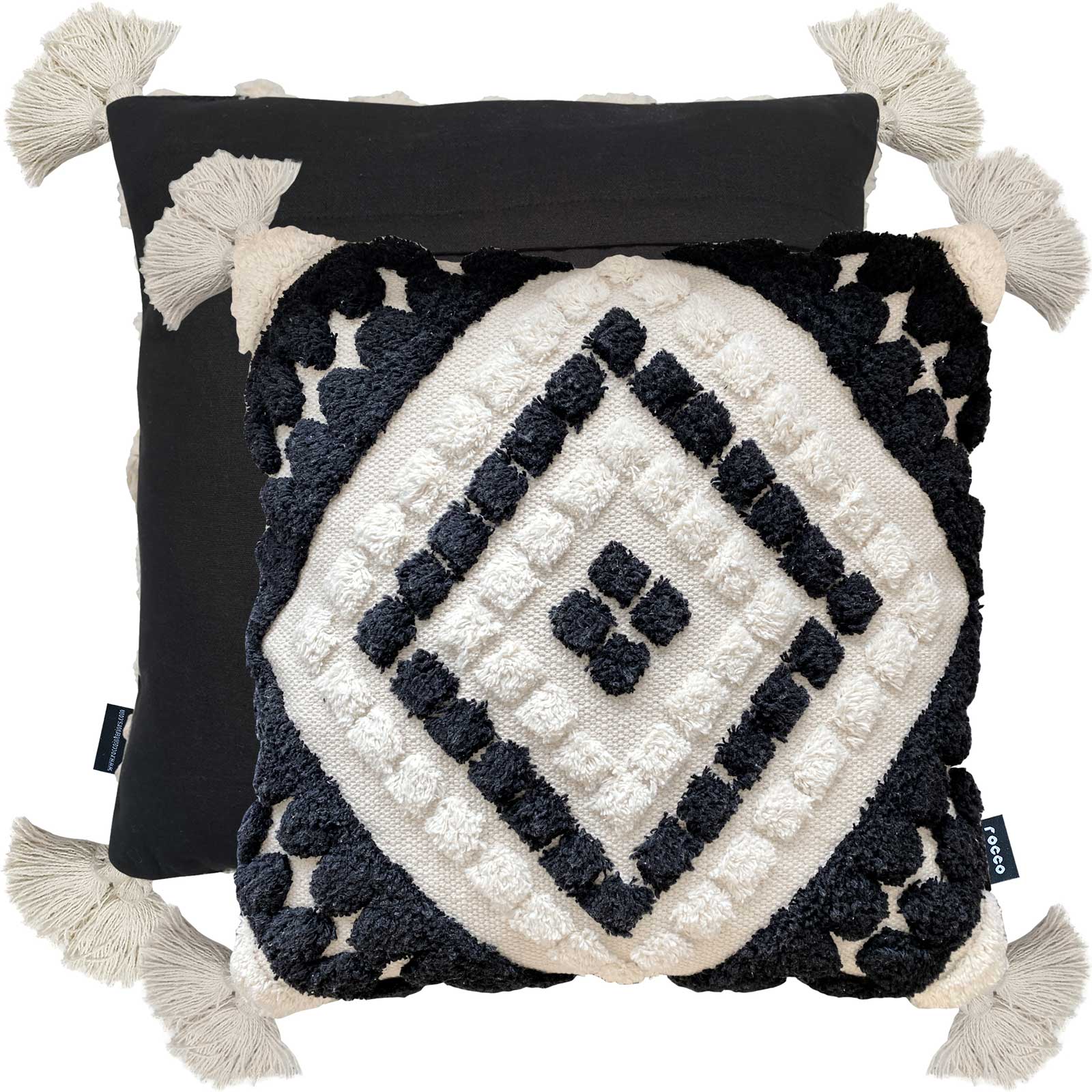Rocco Pemba Tufted Diamond Cushion Cover - Black