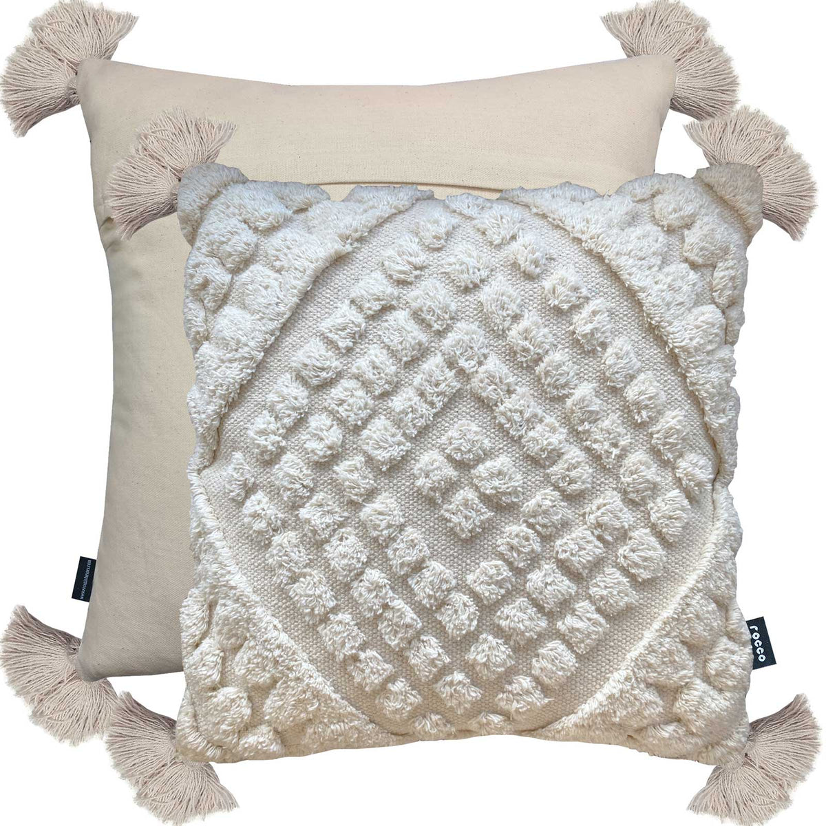 Rocco Pemba Tufted Diamond Cushion Cover - Cream - Williamsons Home