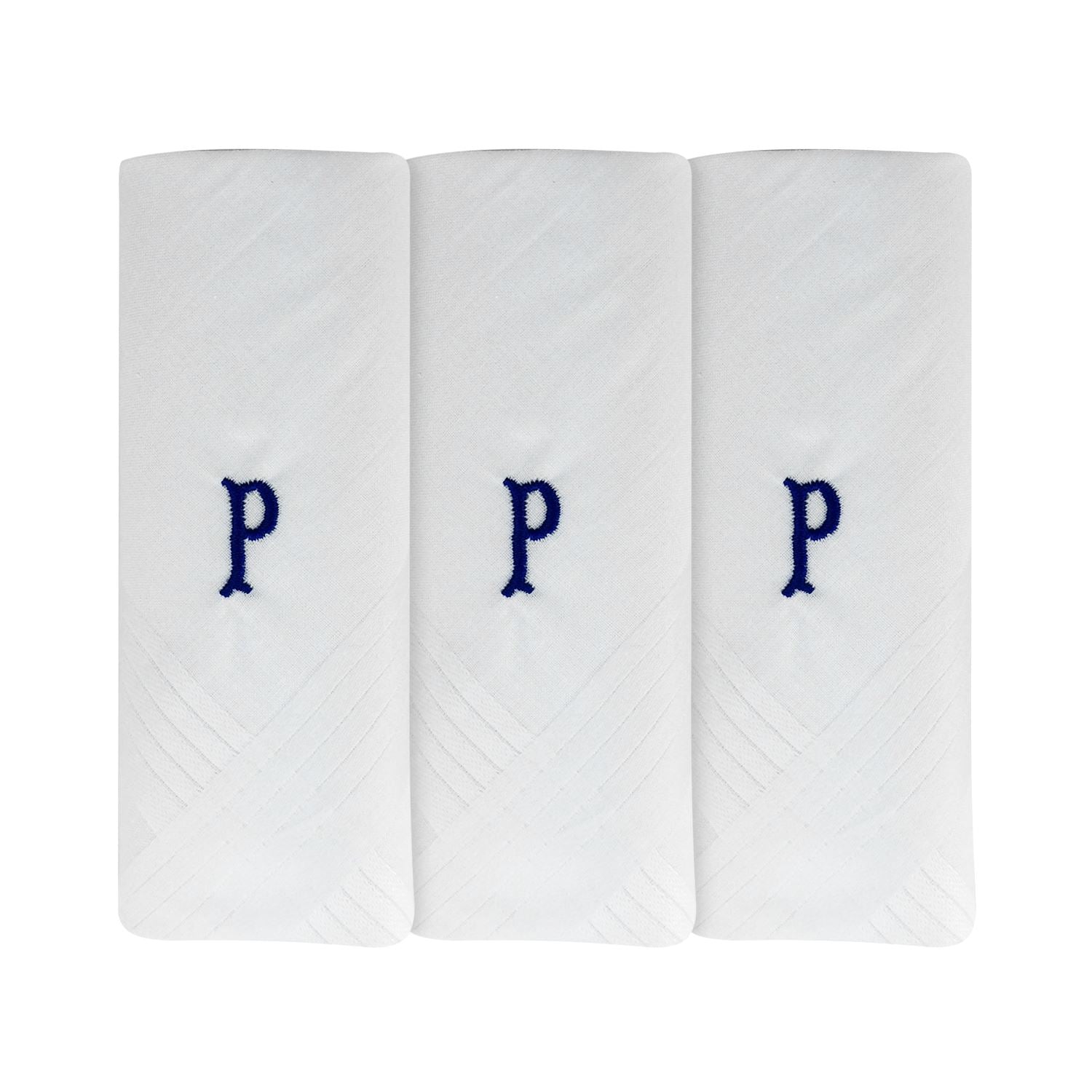Mens 3 Pack Embroidered Initials Cotton Handkerchiefs