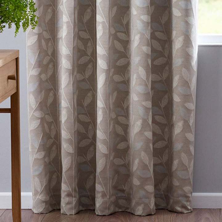 Pippa Leaf Lined Eyelet Curtains - Duck Egg - Williamsons Factory Shop