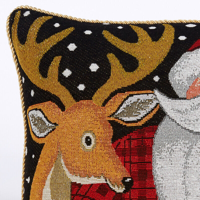 Santa Squirrel Tapestry Christmas Cushion Cover