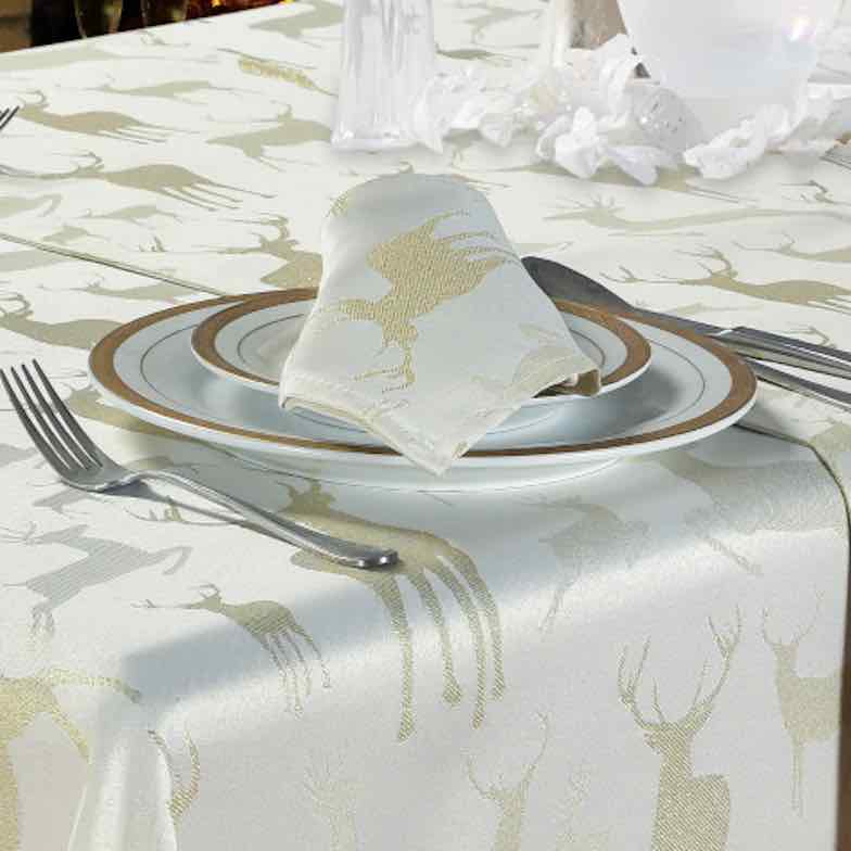 Stag Christmas Tablecloth - Gold