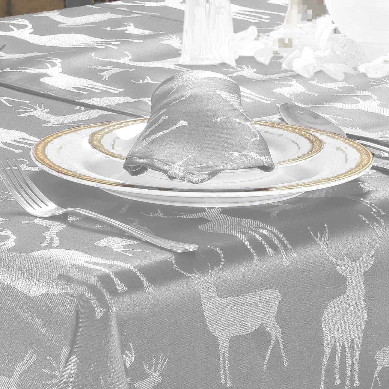 Stag Christmas Tablecloth - Grey