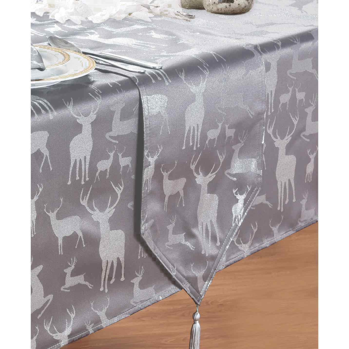Stag Christmas Tablecloth - Grey
