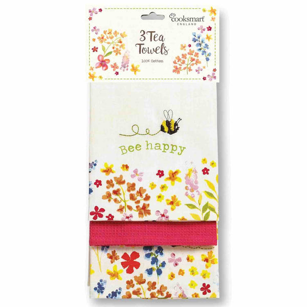 Bee Happy 3 Pack Tea Towels