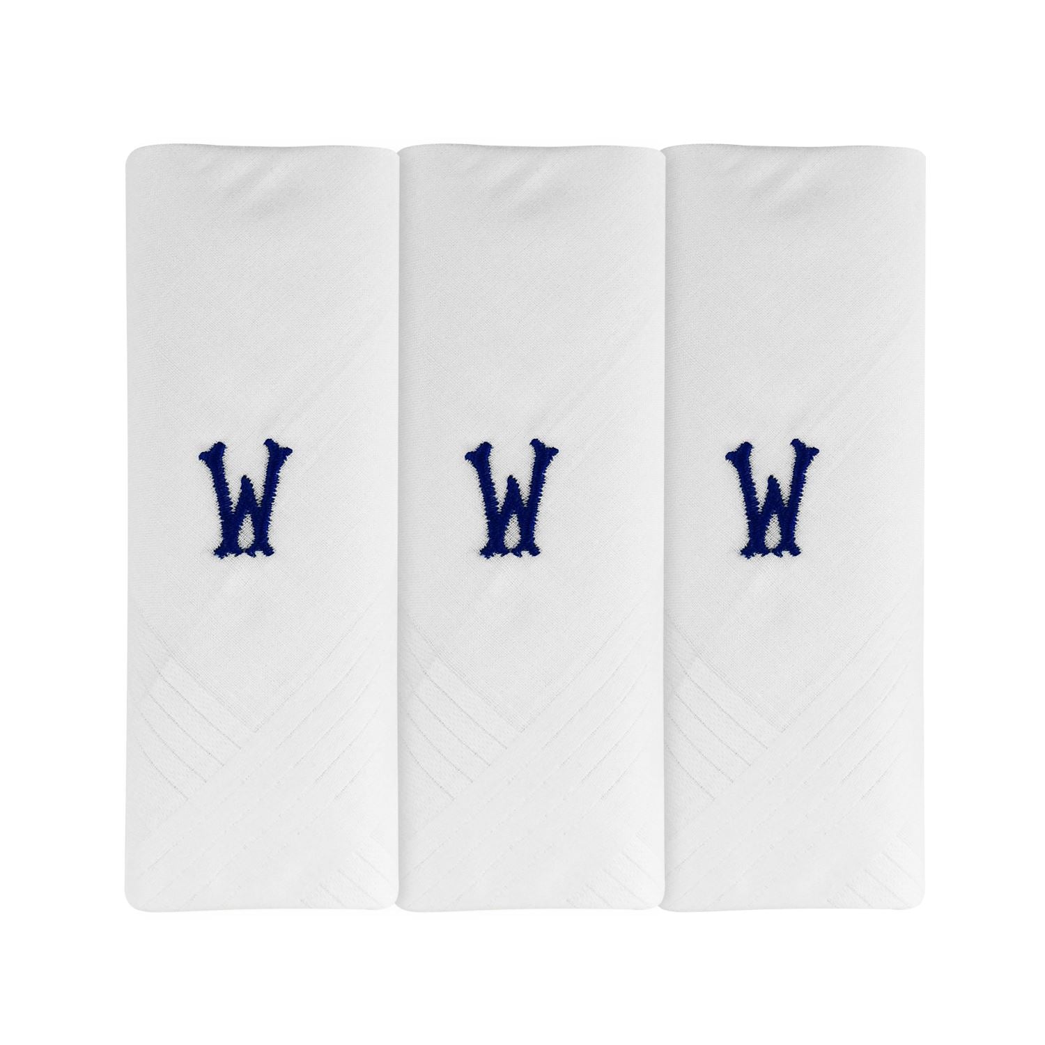 Mens 3 Pack Embroidered Initials Cotton Handkerchiefs